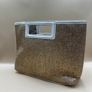 Beautiful tan and gold accent hand bag